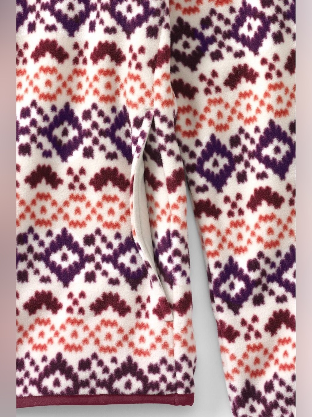 Lands’ End Heritage Snap Neck Fleece Pullover Fair Isle Print 3X 24W/26W - Picture 5 of 14